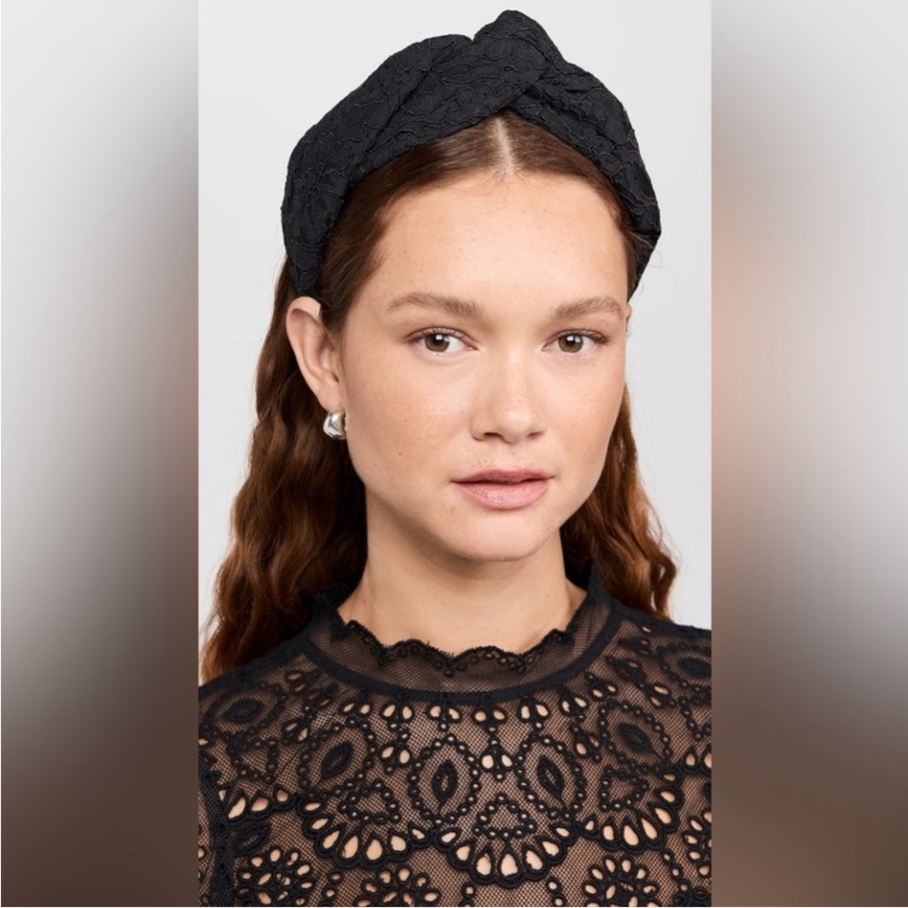 LeLe Sadoughi Black Lace Knotted Headband - Women's Accessory!